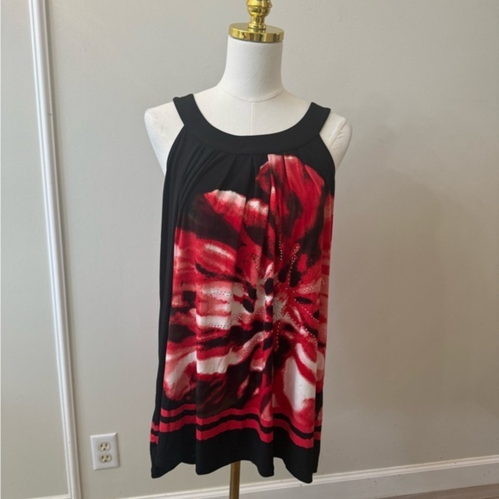 Style & Co. Black and Red Floral Blouse